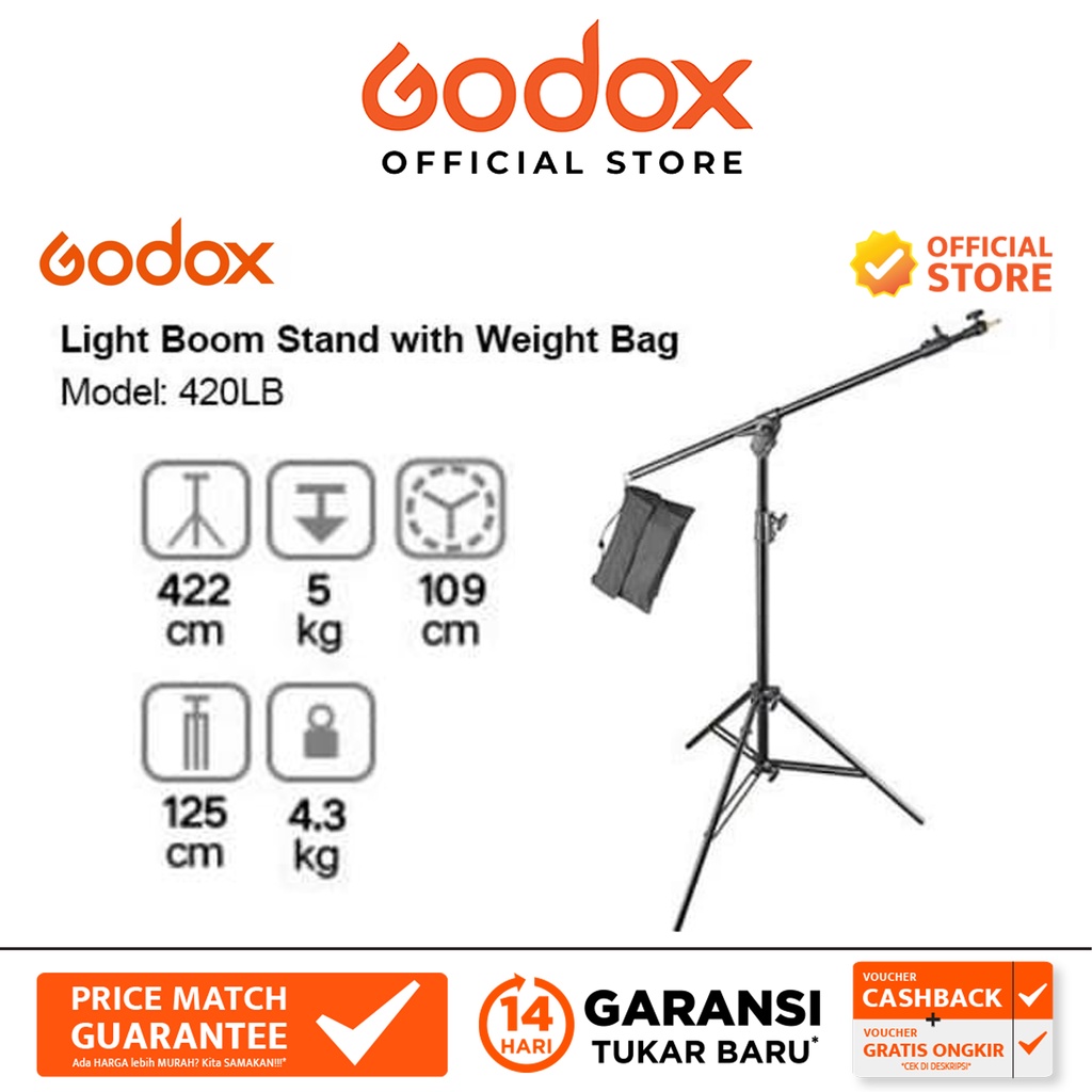 Jual Godox Light Stand 420LB Boom + Weight Bag Shopee Indonesia