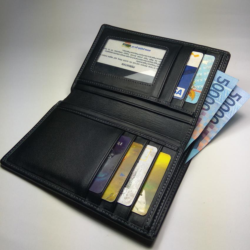 Dompet Pria Kulit Cowok Laki Asli Garut Model Panjang 3/4 Murah Banyak