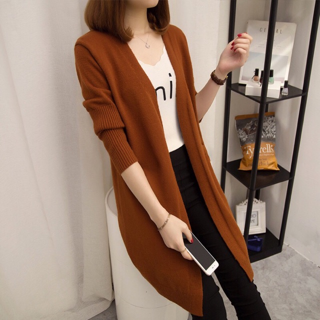 Jual Cardigan Rajut Import Warna Coklat Dan Hitam | Shopee Indonesia