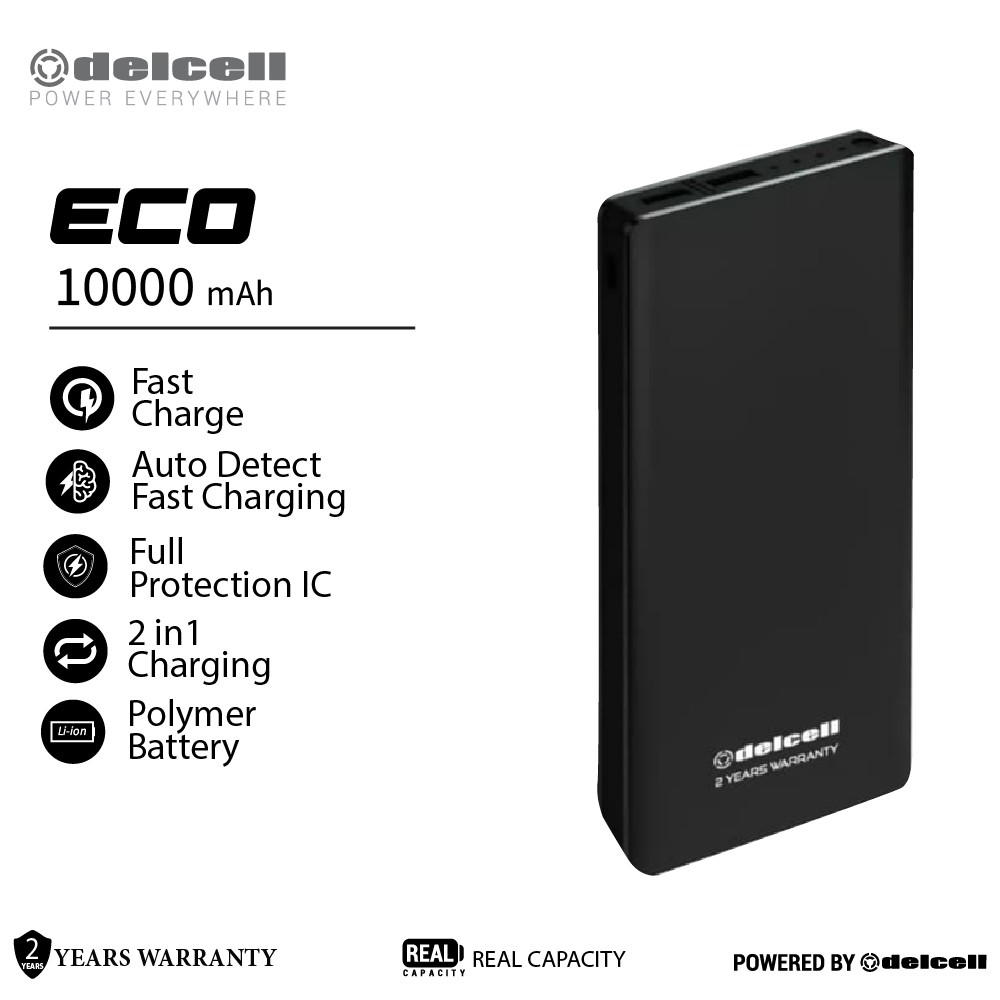 Delcell Power Bank Eco 10000 mAh Polymer Battery Real