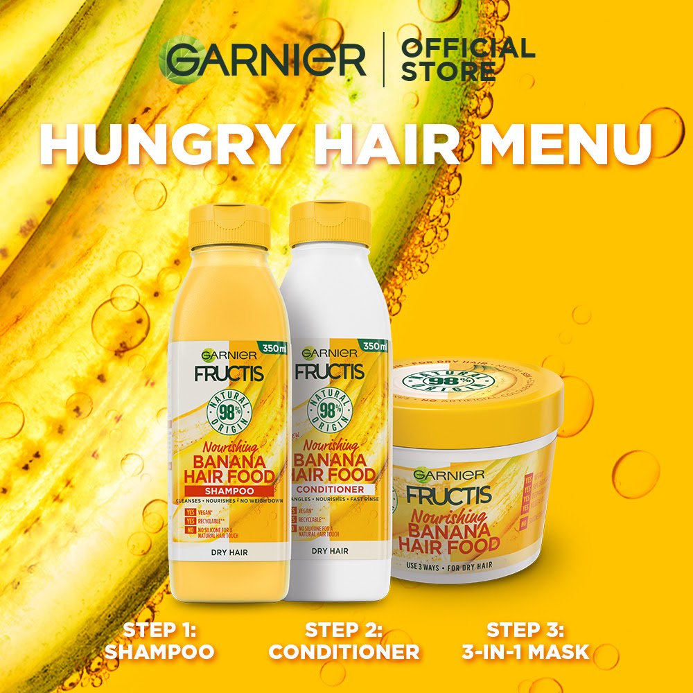 Jual Garnier Fructis Hair Food 3 In 1 Banana Nourishing Shampoo & Hair Mask - Perawatan Rambut | Shopee Indonesia
