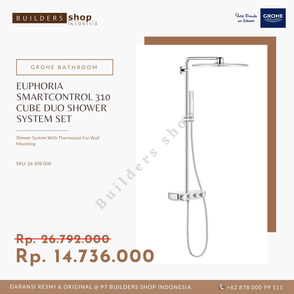 Jual Grohe 26508000 - Euphoria Smartcontrol 310 Cube Duo Shower System Set | Shopee Indonesia