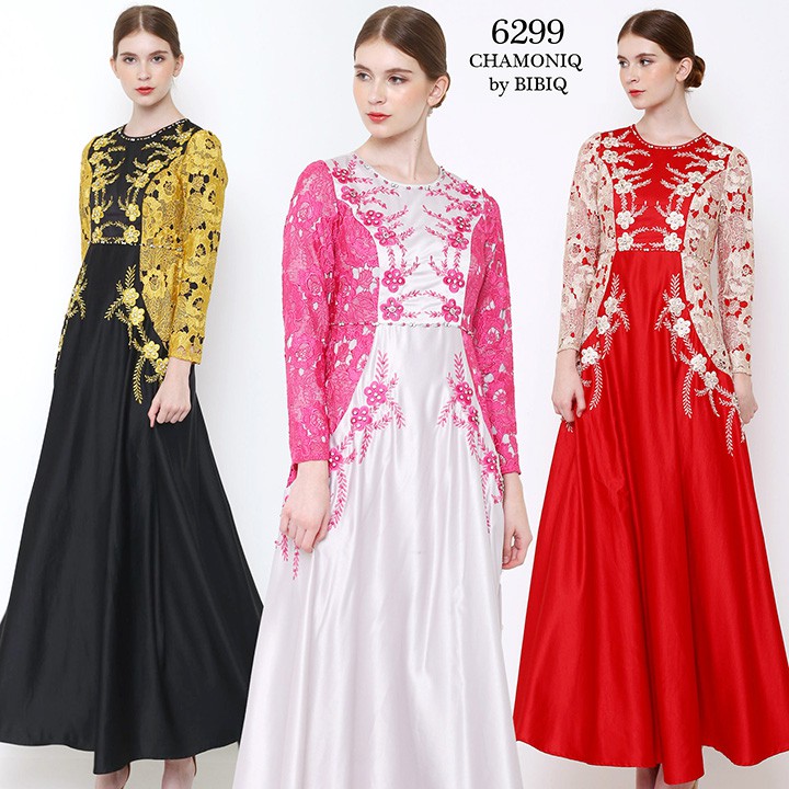 Jual Gamis Pesta Baju Muslim Mewah Chamoniq By BIBIQ Terbaru Bahan