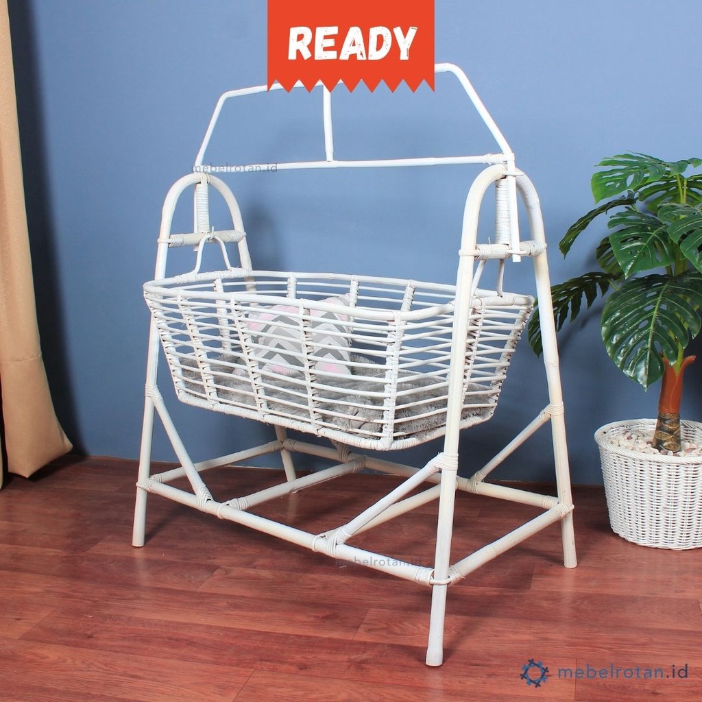 Jual AYUNAN BAYI ROTAN WARNA PUTIH FINJER RATTAN BABY WHITE