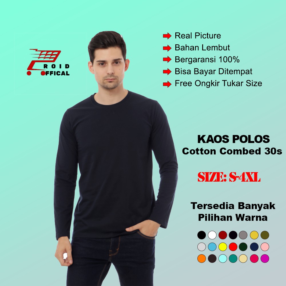 Kaos Polos Lengan Panjang Cotton Combed 30s Shopee Indonesia