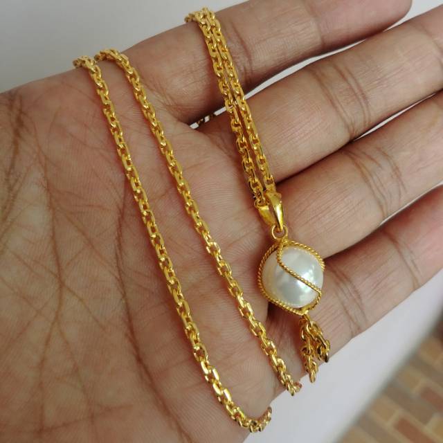 Kalung Set Bandul Mutiara Lapis Emas 24k Shopee Indonesia