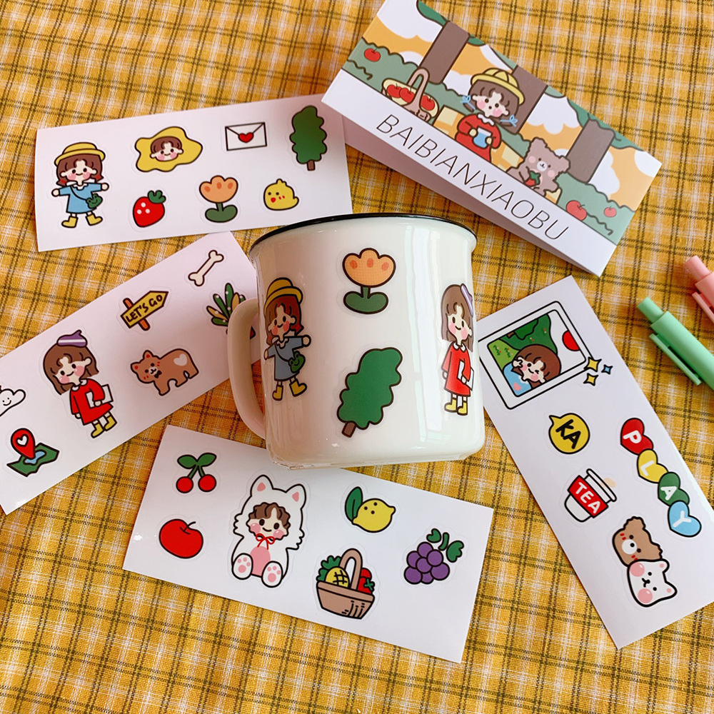 W & G Stiker Motif Kartun Anak Perempuan Lucu Gaya Korea