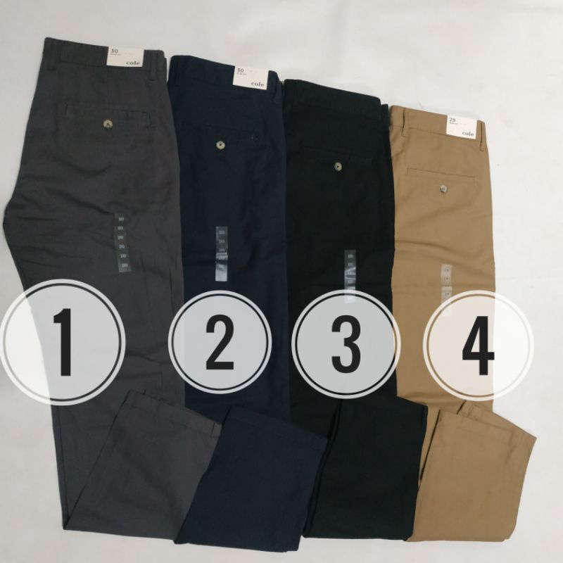 Celana panjang Chino Pria merk Cole mix Details size 29, 30, 32, 34, 36, 38 & 40 Original