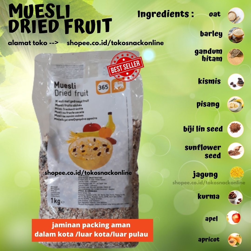 Jual Muesli Dried Fruit 1 kg Menu Sarapan dan Diet praktis Tanpa