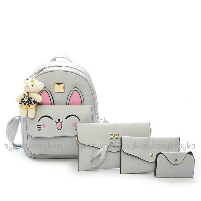 Korea Pika Set 4in 1 Women's Bag (tanpa boneka