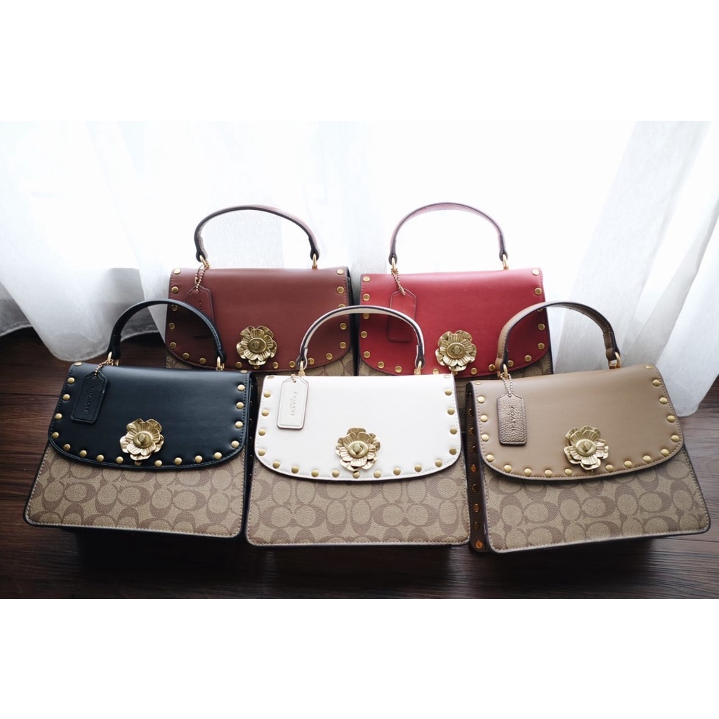 Jual Coach Parker Top Handle in Signature Canvas With Rivets Bag