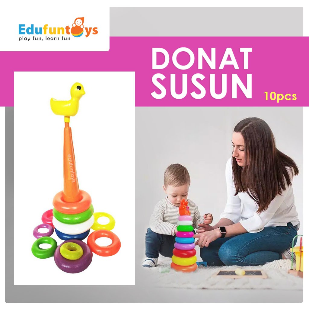 Edufuntoys RING DONUT mainan anak ring donat 10 susun/ mainan