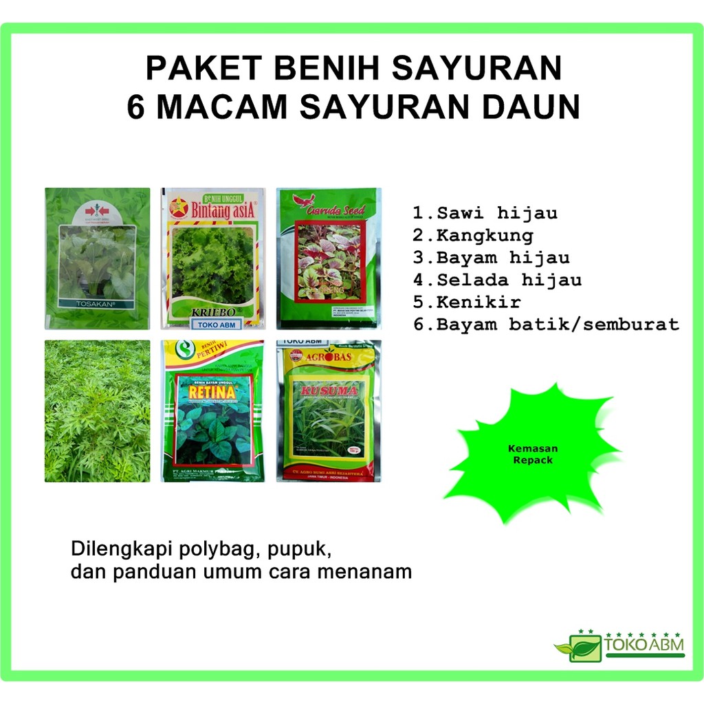 PAKET BENIH / BIBIT 6 MACAM BENIH SAYURAN DAUN Shopee Indonesia