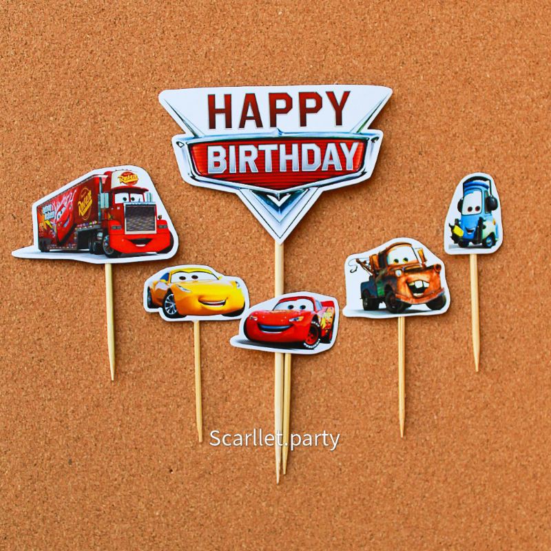 Jual Topper The Cars Hiasan Kue Tar Mobil Balap Topper Ulangtahun Karakter Cowok Dekorasi Kue Ultah | Shopee Indonesia