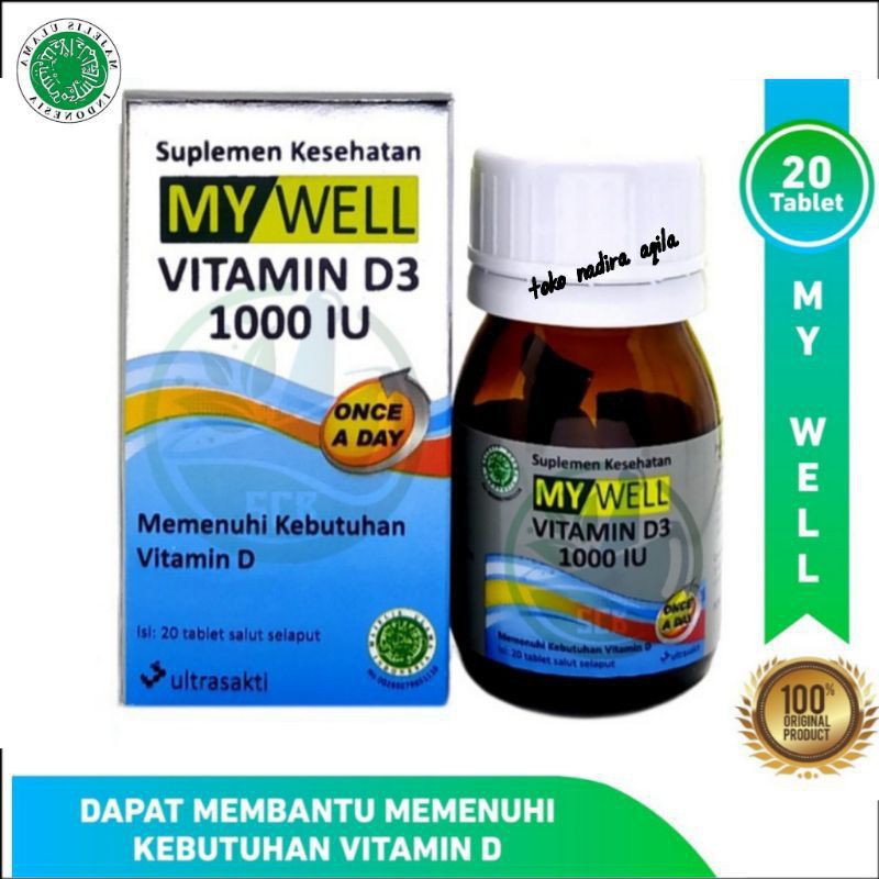 Jual My Well Vitamin D3 1000 IU 20 tablet Viitamin C 500mg 5 kaplet Indonesia