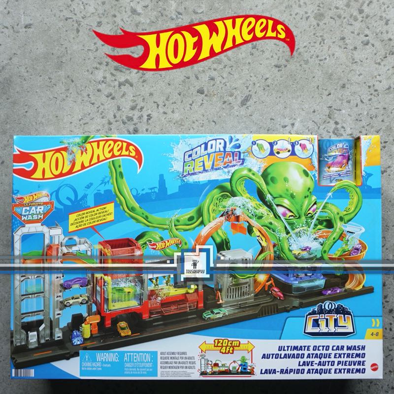 Hot Wheels Car Wash Octopus Color Reveal Car/train Track Sets