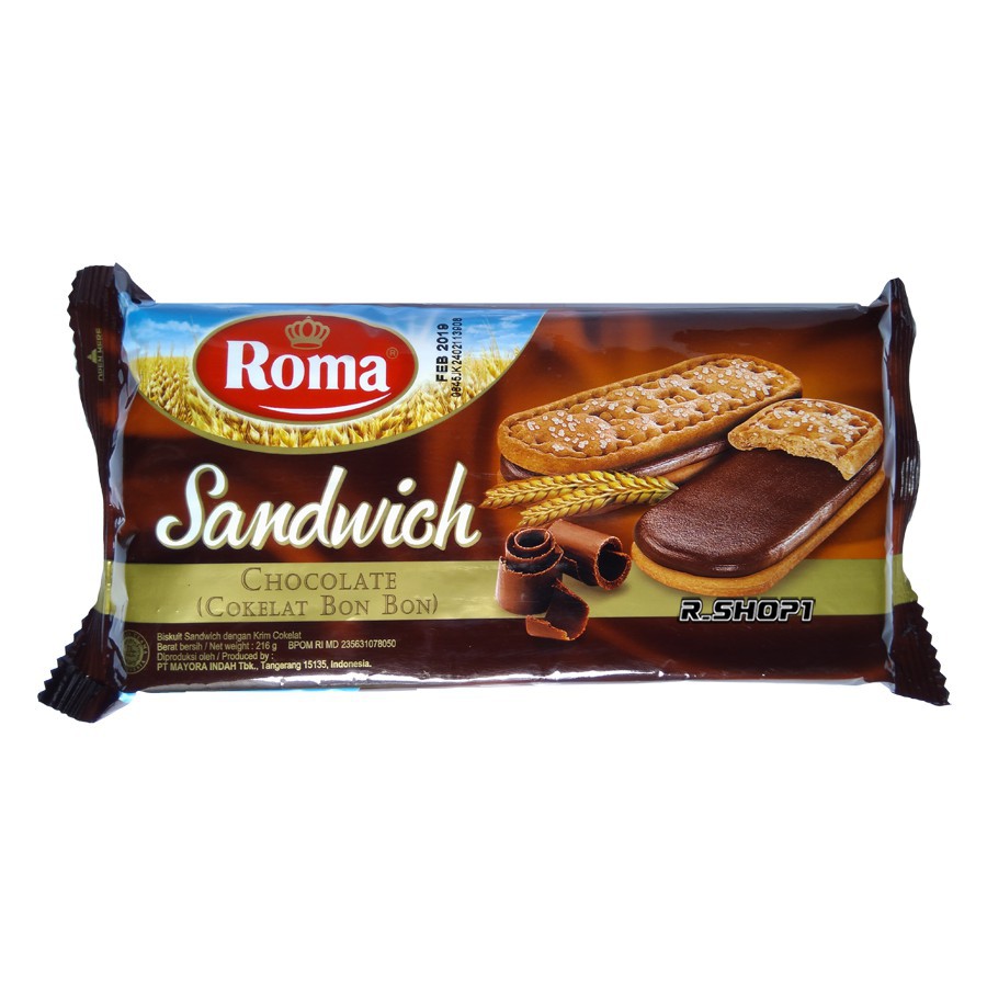 Jual Roma Sandwich Chocolate Biscuit / Biskuit Roma Sandwich Cokelat 216 Gr | Shopee Indonesia