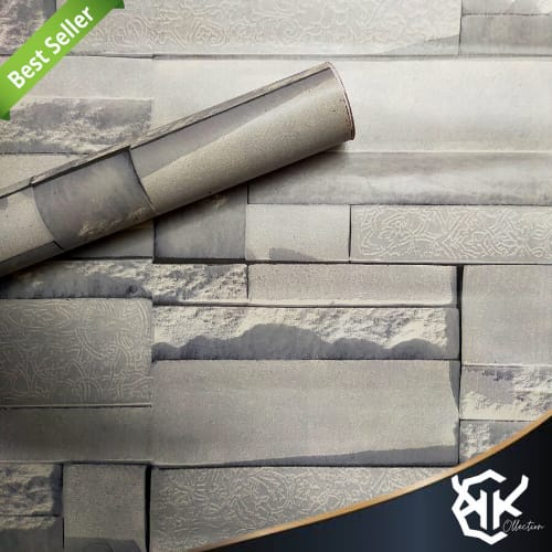 Jual Wallpaper Dinding Motif Batu Alam 45cm x 5m Batu Ukir Abu