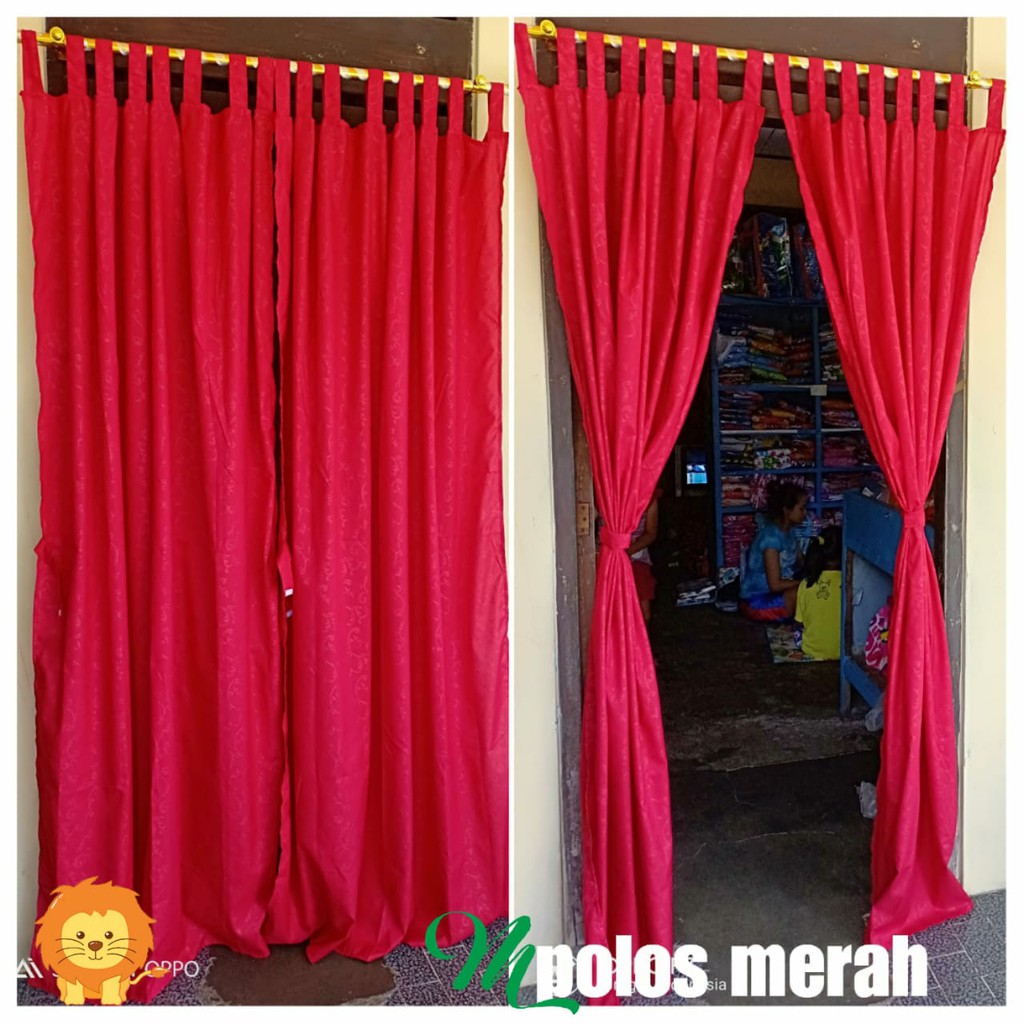 Korden Emboss Polos Merah Murah Model Tali Rekatan Ukuran 120x200 Red