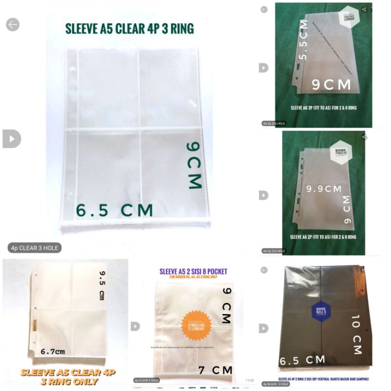 BINDER SLEEVE JELLY B5 A6 A5 8P 3P 1P 2P 4P 26 6 2 3 RING POCKET