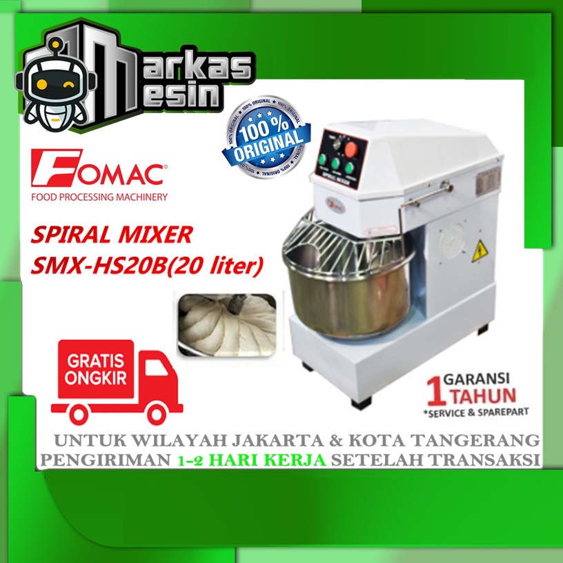 Jual Spiral Mixer Mesin Pengaduk Adonan Spiral 20 Liter SMXHS20B FOMAC