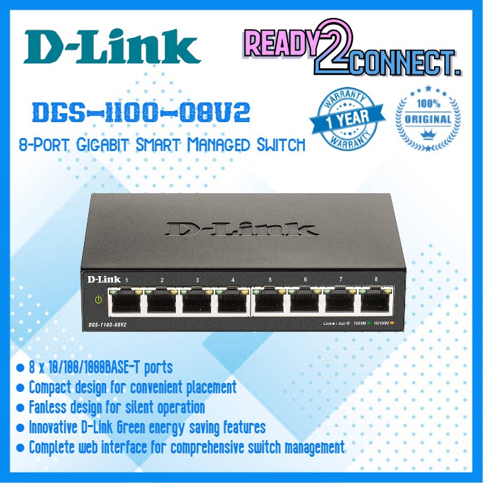 Jual Dlink Dgs-1100-08 8-Port Layer 2 Lite Smart Managed Gigabit Switch | Shopee Indonesia