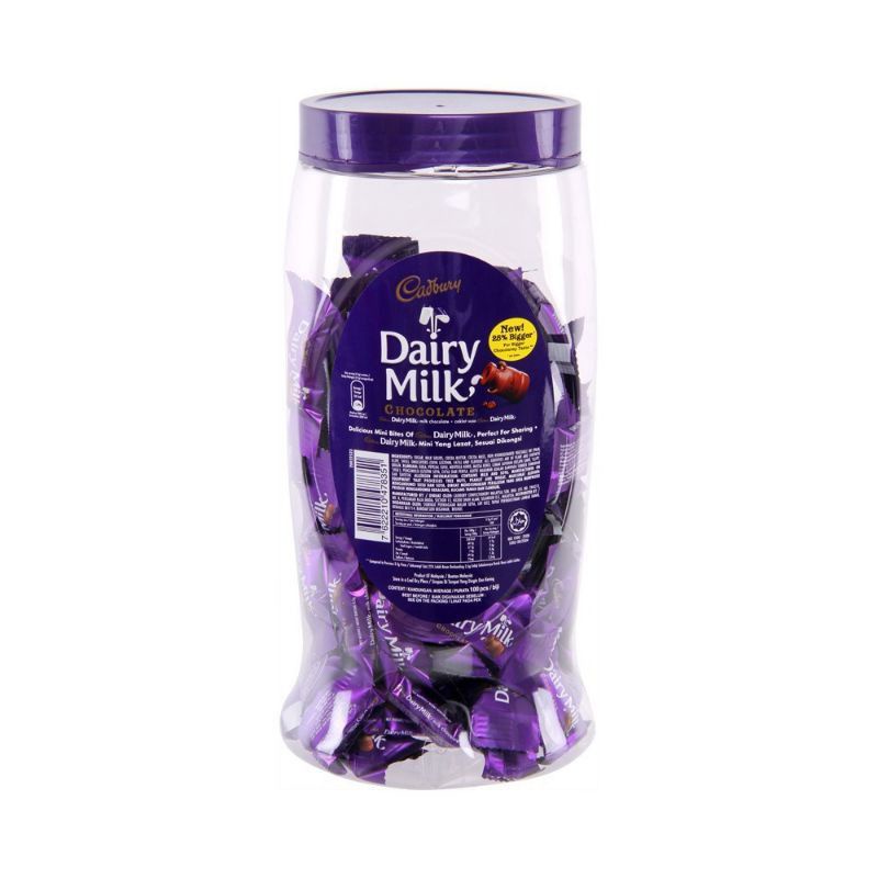 Jual Cadbury Dairy Milk Malaysia Toples 405gr isi 90pcs Shopee Indonesia