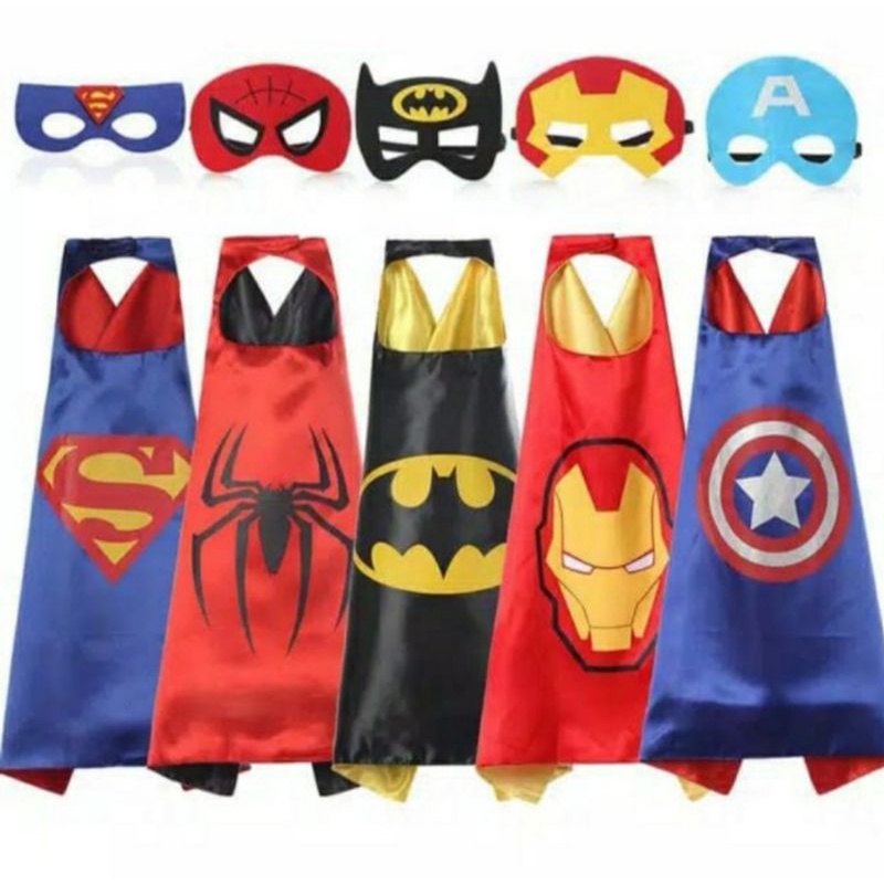 Jual jubah kostum superhero anak spiderman superman batman captain