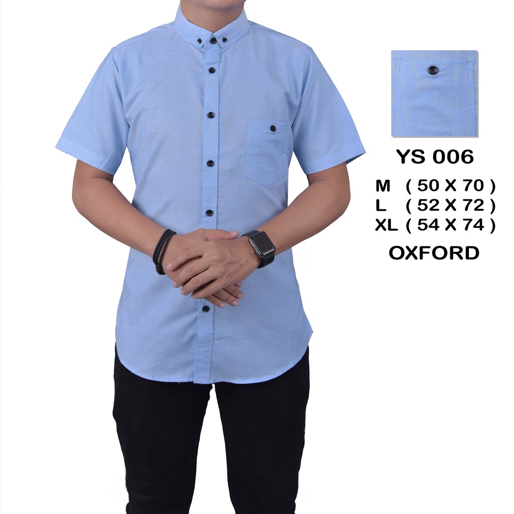 Kemeja Pendek Pria Slimfit Polos Warna Soft Blue Best