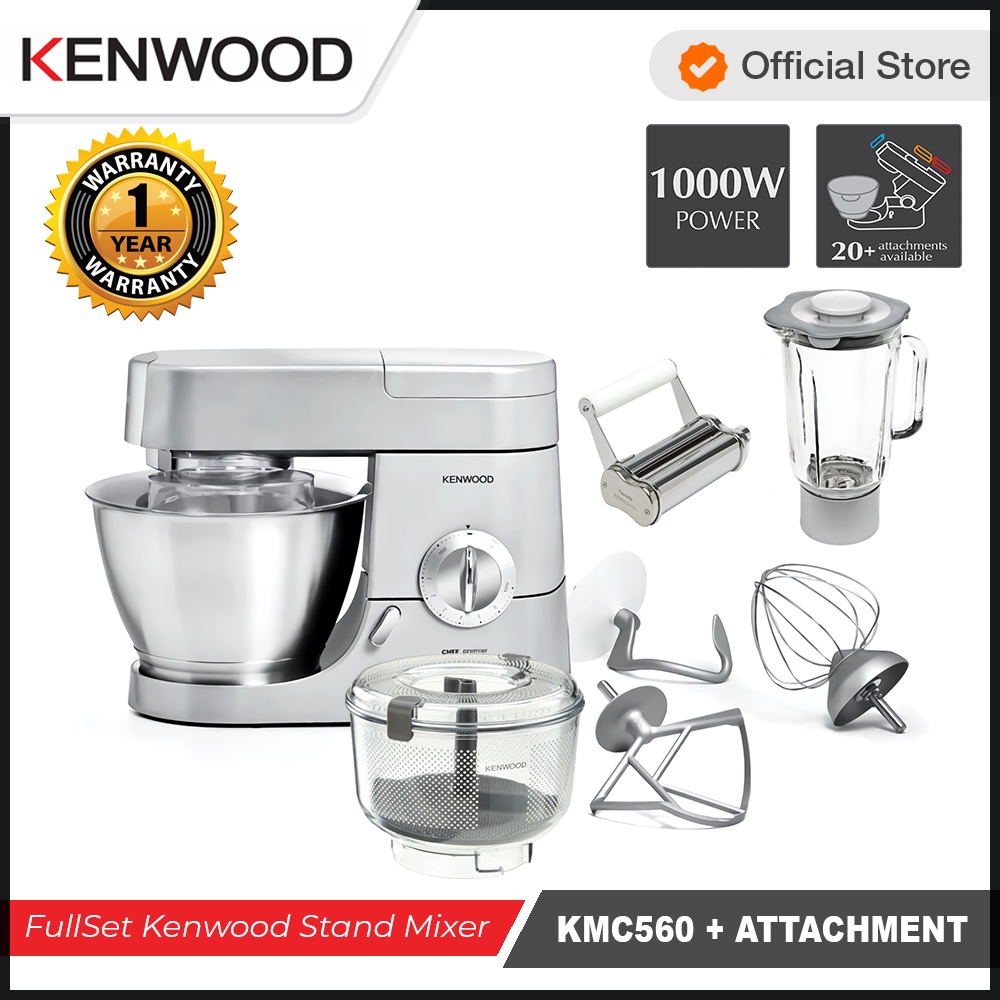 Jual KENWOOD STAND MIXER FULLSET KMC560 SILVER TOOLS AT338 + AT444