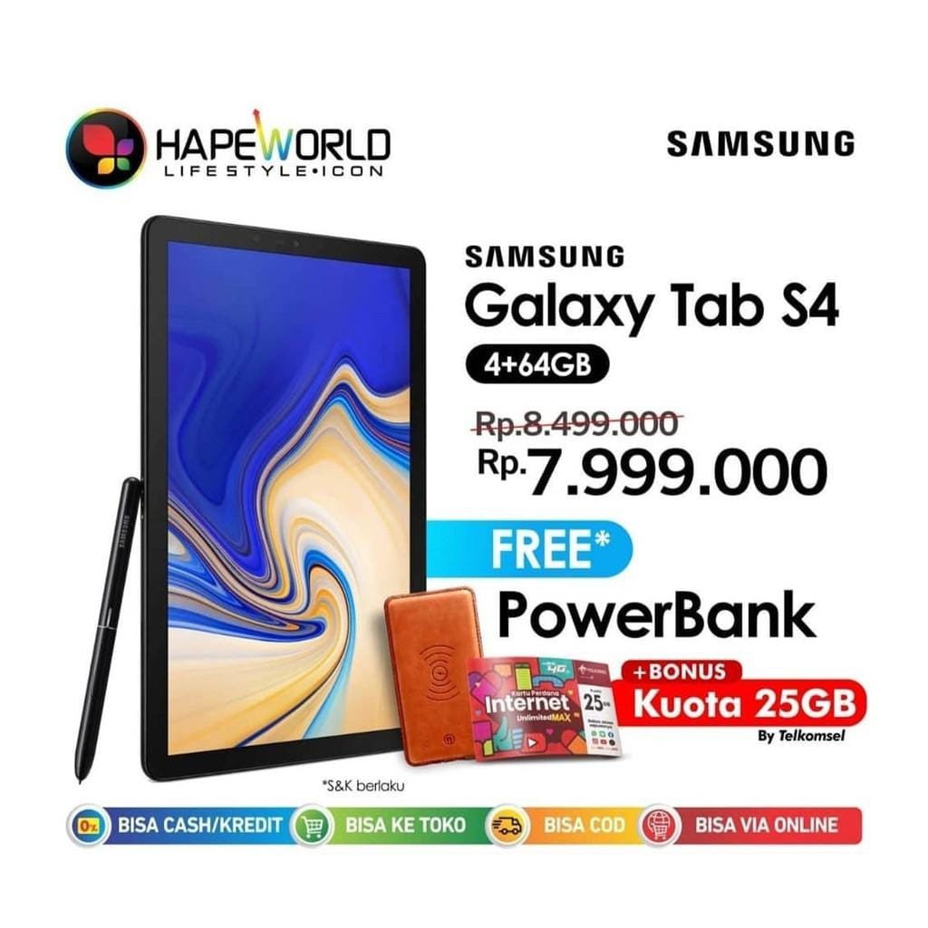 Jual Samsung Galaxy Tab S4 2018 Garansi Resmi Samsung [4Gb/ 64Gb] Tablet Android Murah | Shopee Indonesia