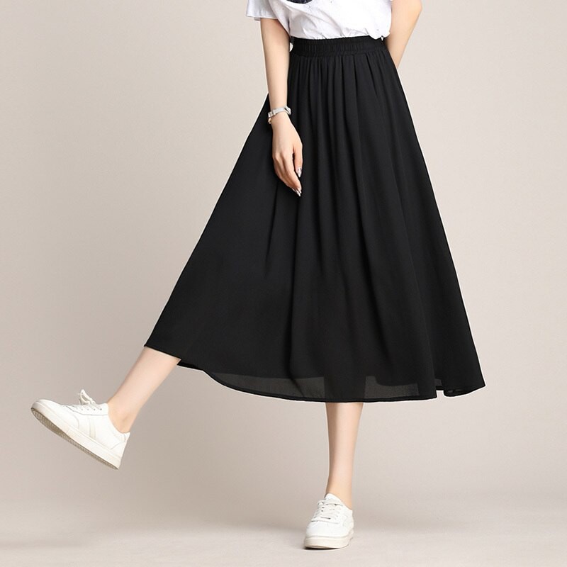 rok midi wanita model korea sifon murah Shopee Indonesia