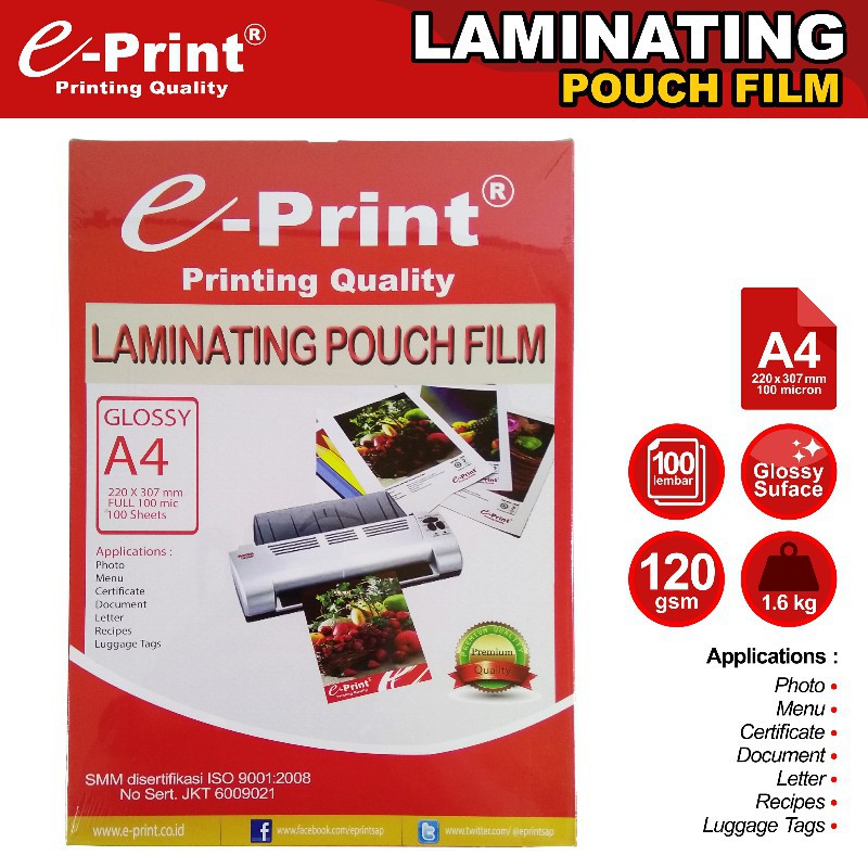 Eprint Laminating Pouch Film EP Lam A4 Pouch Film Kertas Laminating