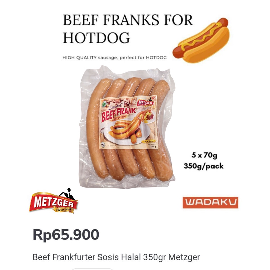 Jual Beef Frankfurter Sosis Halal 350gr Metzger Shopee Indonesia