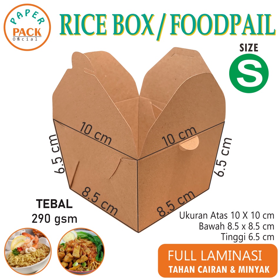 Jual Food Pail Size S/ Paper Rice Box Lunch Box Kertas Dus Makanan