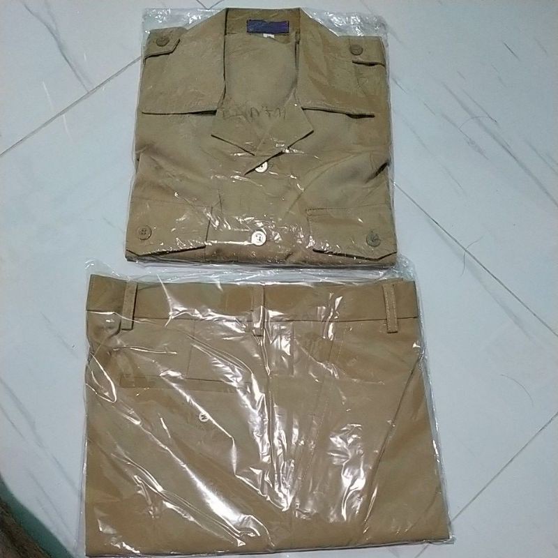 Jual Seragam Pdh Coklat Taruna Pria Wanita Lengan Pendek Bahan Halus | Shopee Indonesia