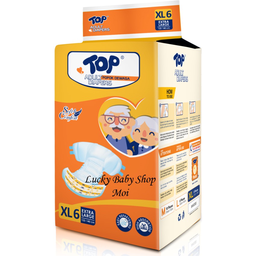 TOP ADULT DIAPERS SIZE XL 6 Shopee Indonesia
