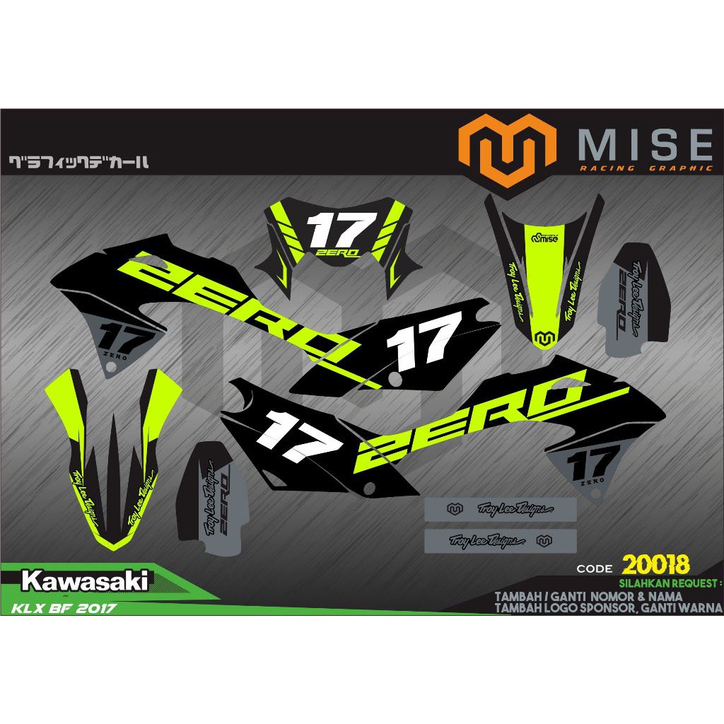 Decal custom kawasaki KLX BF bisa ganti nomor, nama, warna