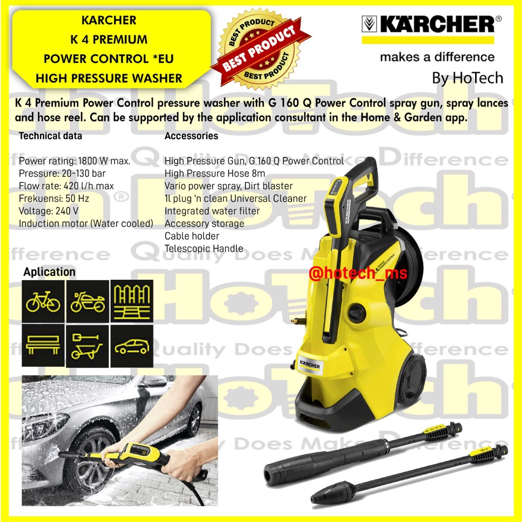 Jual Karcher K4 | K 4 Full Control | High Pressure Cleaner | Jet Cleaner | Karcher High Pressure Washer K 4 Premium Power Control 1800W 130 Bar | Shopee Indonesia