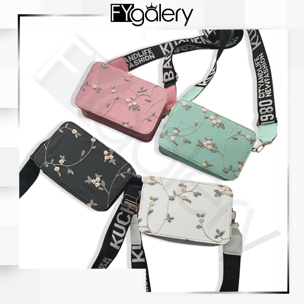 FYGALERY FYG1374 TAS SELEMPANG MOTIF BUNGA BORDIR SLING