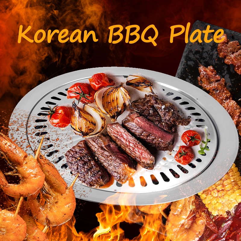 Jual 32CM Korean BBQ Pan Memanggang Panci Non Stick Grill Pan Alat