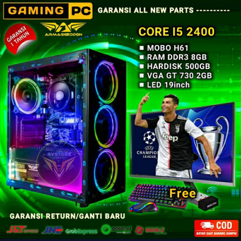 Pc Gaming Editing I5 Fullset Monitor 19 Inch Siap Pakai