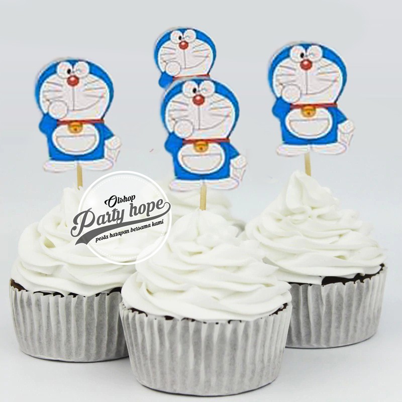 Topper Cupcake doraemon / Tusukan Kue doraemon / cake dekorasi kartun