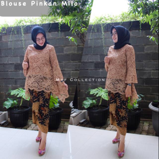 Jual Kebaya Bianca Brokat/Set Kebaya Rinjani/Warna Mocca/Coklat/Abu Silver/Kuning/Putih/Krem/Milo | Shopee Indonesia