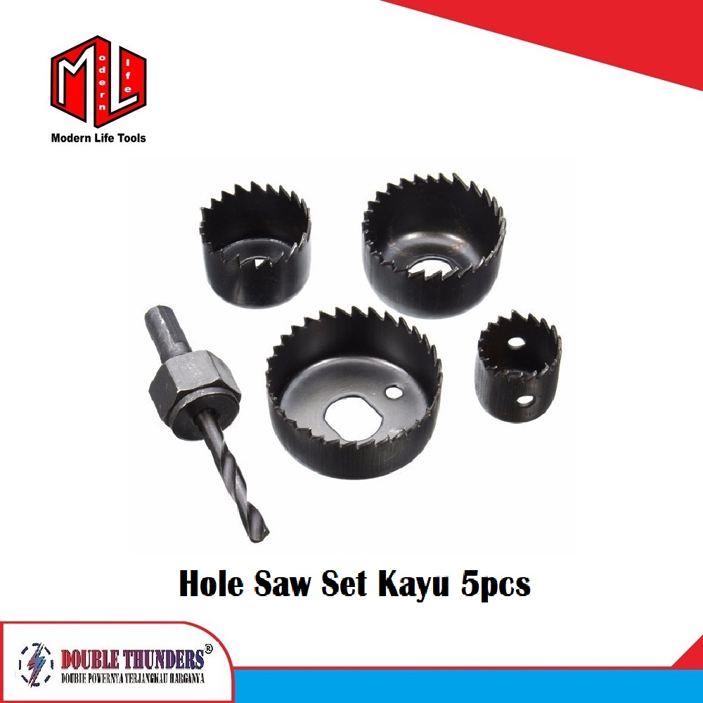 Jual Holesaw Kayu Set 5Pcs Hole Saw Set 5 Pcs Mata Bor Kayu Double