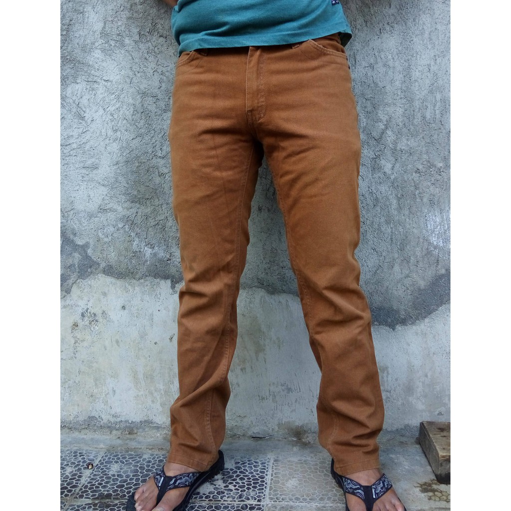 Jual Celana Jeans Coklat Pria Size 32 Model Slim | Shopee Indonesia