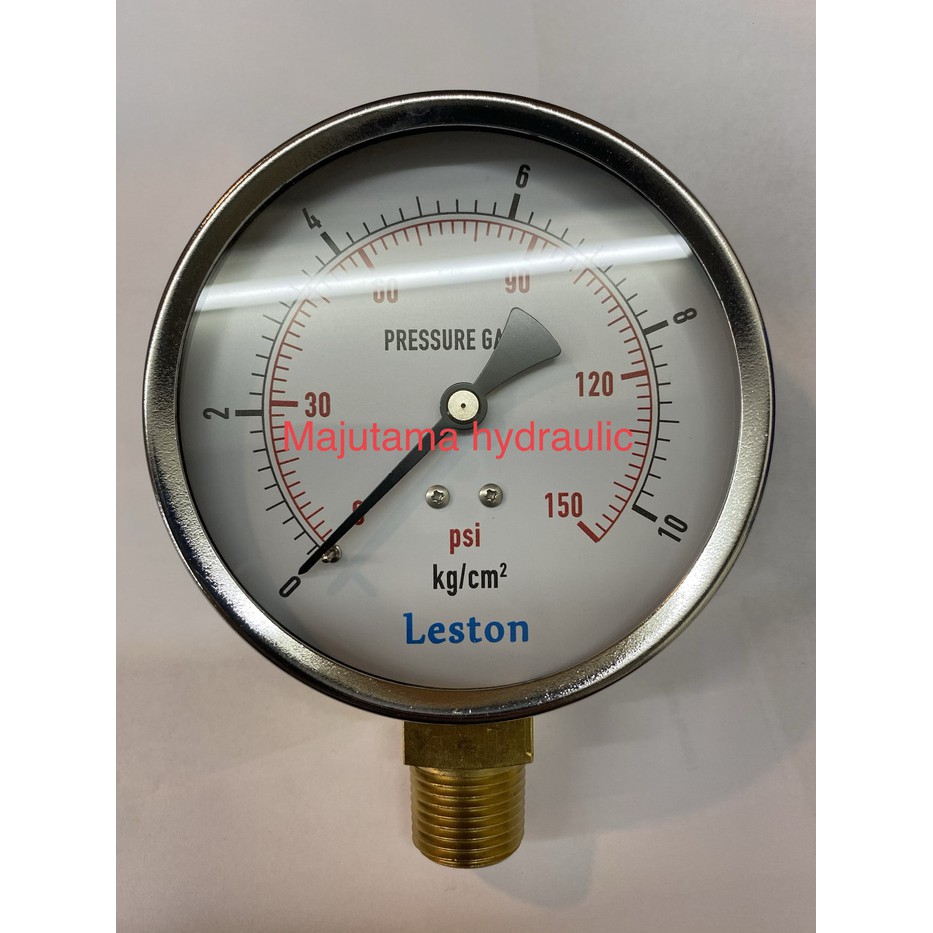 Jual Pressure gauge 4 inch 10 bar(kg/cm2) black steel LESTON Shopee