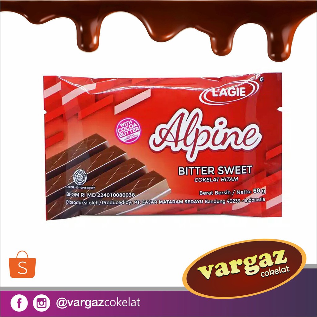 Jual Coklat Batang Manis Enak / Coklat Murah 60Gr Coklat Lagie Alpine Bitter Sweet | Shopee Indonesia
