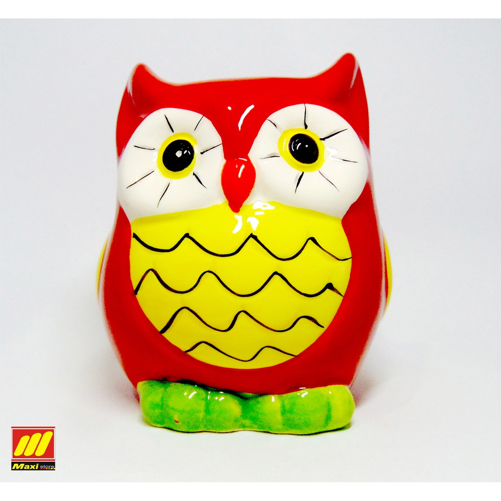 Celengan keramik Owl (merah) | Shopee Indonesia