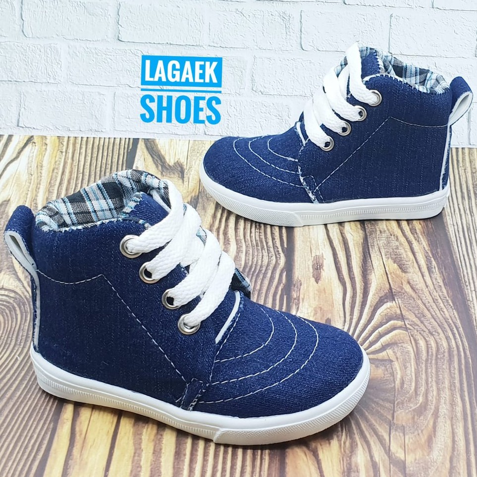 Sepatu Anak Laki Boots Usia 1 Tahunan Jeans NAVY Size 22 Sepatu Boots